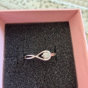 Pandora Sterling Silver Infinity Ring with lab created diamond.